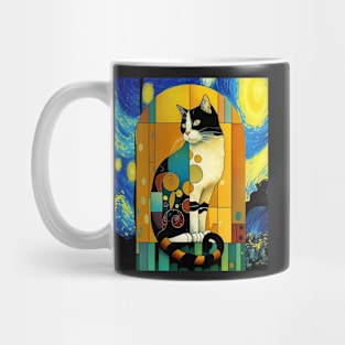 Van Gogh Starry Night Cat, izzy's kitty Gustav Klimt Fit Mug